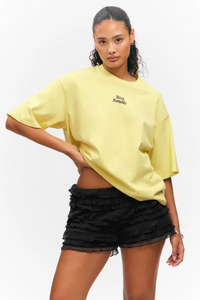Monki Boxy Fit Printed T-shirt In Yellow