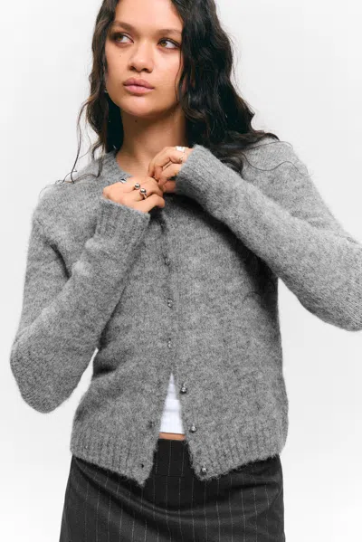 Monki Brushed Knit Buttoned Cardigan