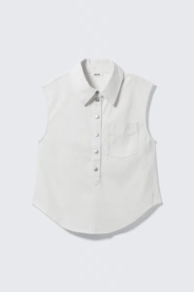 Monki Cap-sleeved Cotton Twill Shirt