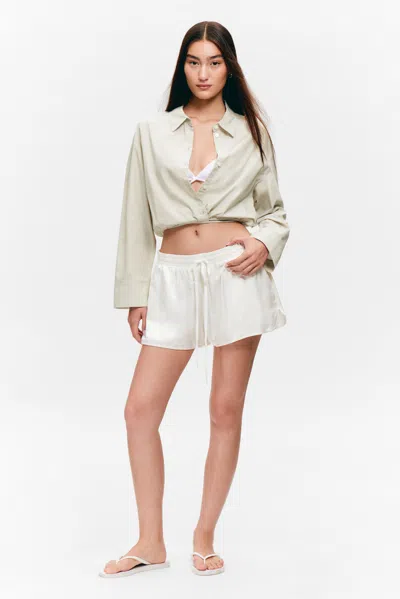 Monki Cropped Cotton Poplin Drawstring Night-shirt