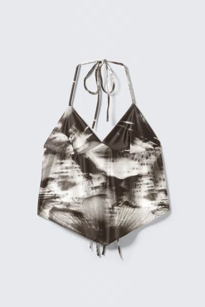 Monki Cropped Printed Halterneck Top