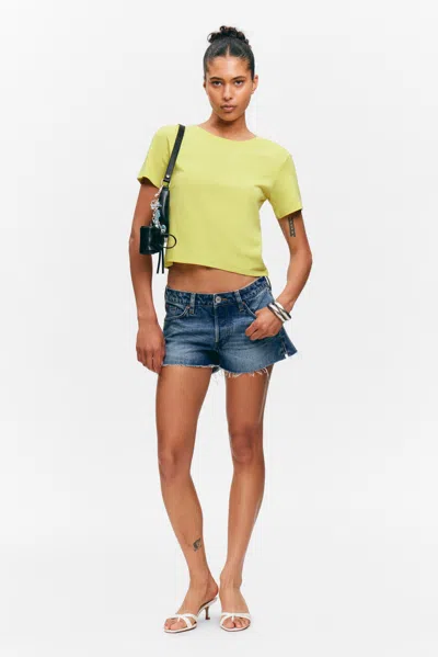 Monki Cropped Printed Ribbed Cotton T-shirt