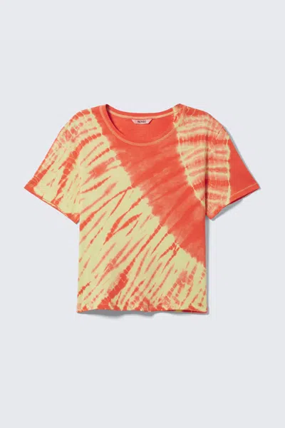 Monki Cropped Printed Ribbed Cotton T-shirt