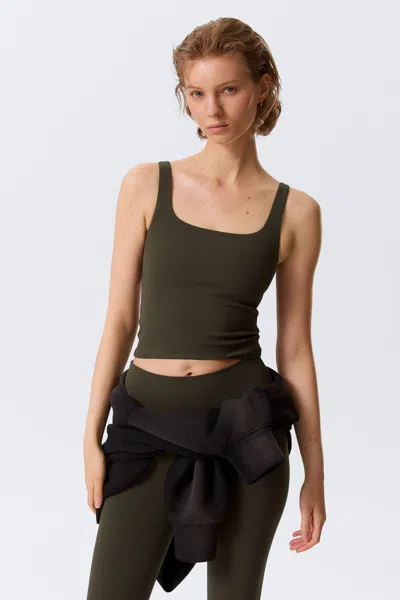 Monki Cropped Sports Top In Brown