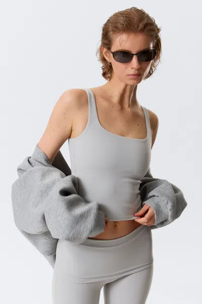 Monki Cropped Sports Top In Gray