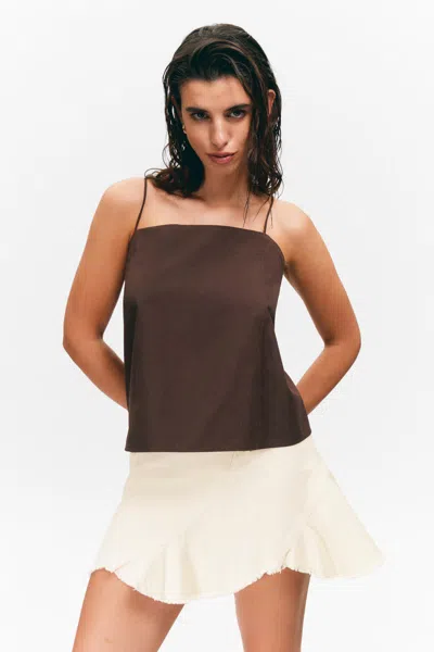 Monki Drawstring Poplin Strap Top
