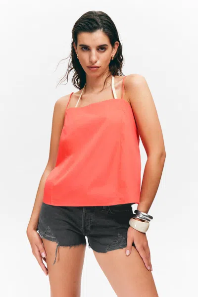Monki Drawstring Poplin Strap Top