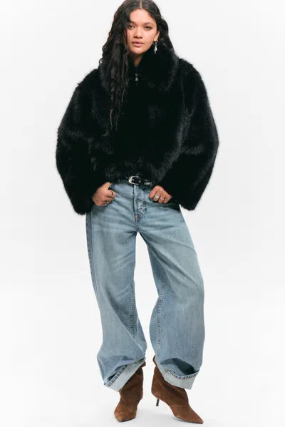 Monki Faux Fur Zip Jacket