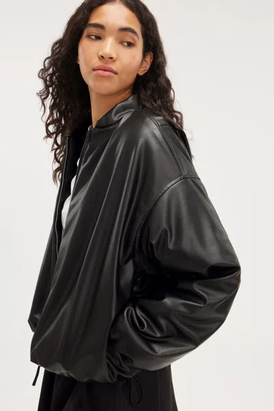 Monki Faux Leather Bomber Jacket