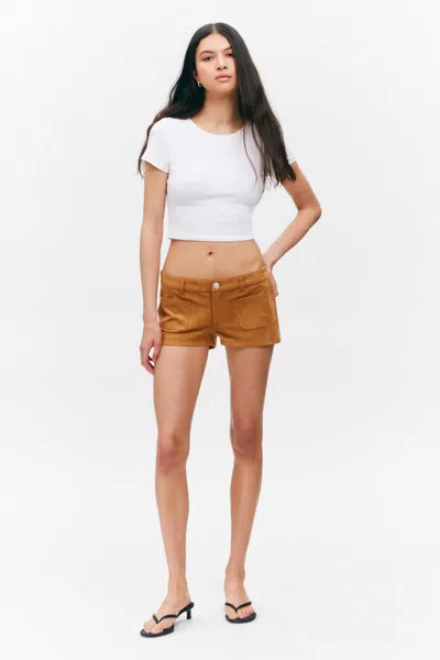 Monki Faux Suede Mini Shorts In Brown