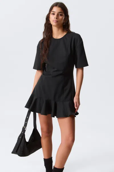 Monki Fit-and-flare Mini Dress In Black