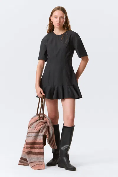 Monki Fit-and-flare Mini Dress In Gray