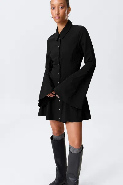 Monki Fit-and-flare Mini Shirt Dress In Black