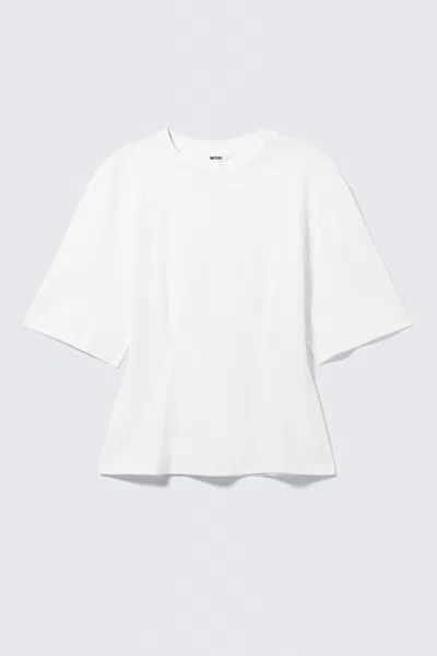 Monki Fitted Dart Detail T-shirt In White