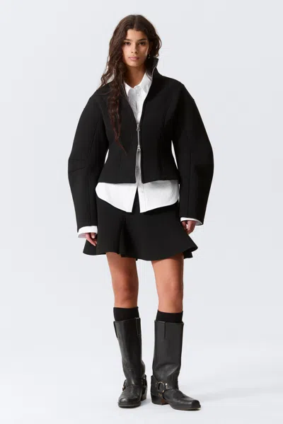 Monki Fitted Scuba Zip Jacket In Black