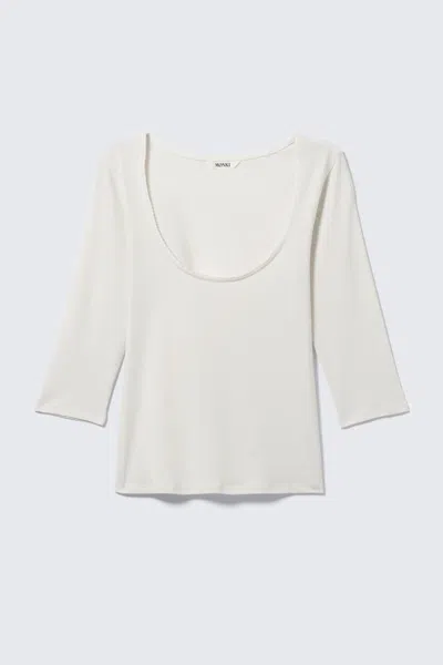 Monki Fitted Three-quarter Sleeve Top In White
