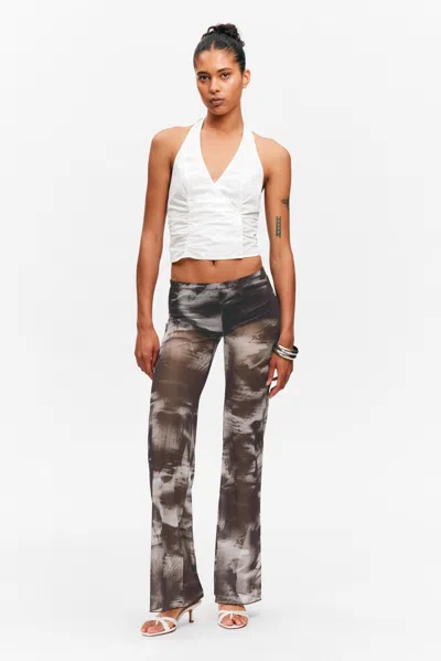 Monki Flared Printed Mesh Trousers