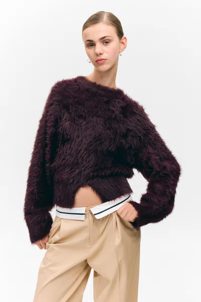 Monki Fluffy Knitted Sweater In Purple