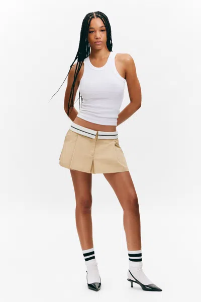 Monki Folded Waist Pleated Mini Skirt