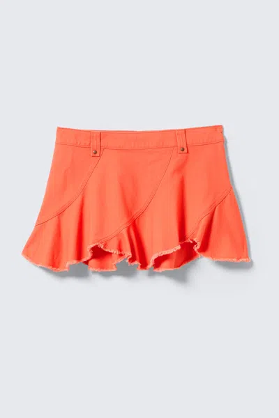 Monki Frayed Asymmetric Mini Twill Skirt