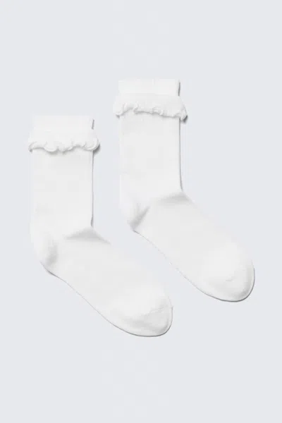 Monki Frill Trim Crew Socks