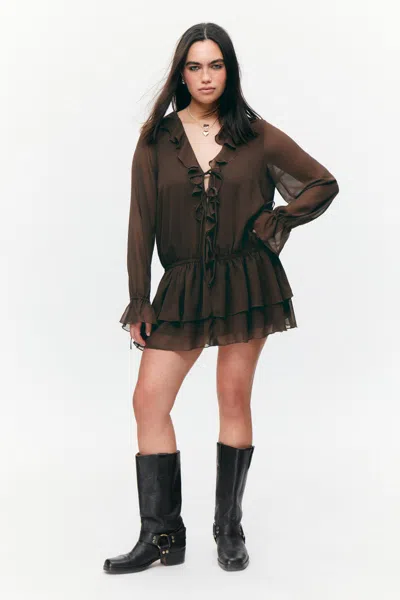 Monki Frilled V-neck Mini Dress