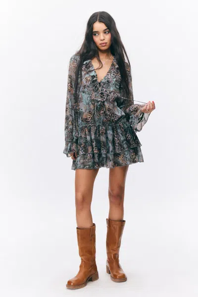 Monki Frilled V-neck Mini Dress