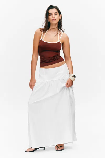 Monki Gathered Cotton Poplin Maxi Skirt