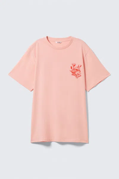 Monki Graphic Oversized Cotton T-shirt In Pink