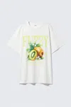 Monki Graphic Oversized Cotton T-shirt In White