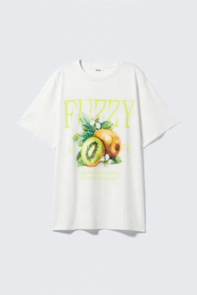 Monki Graphic Oversized Cotton T-shirt In White