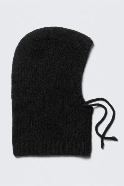 Monki Hairy Knitted Tie Hood In Black