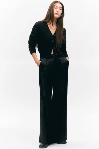 Monki High Waisted Wide Leg Satin Trousers