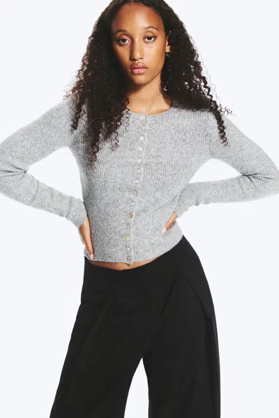 Monki Knitted Cardigan In Grey Melange
