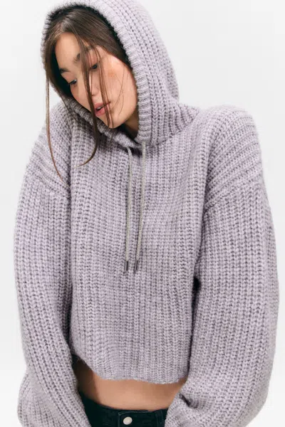 Monki Knitted Drawstring Hoodie
