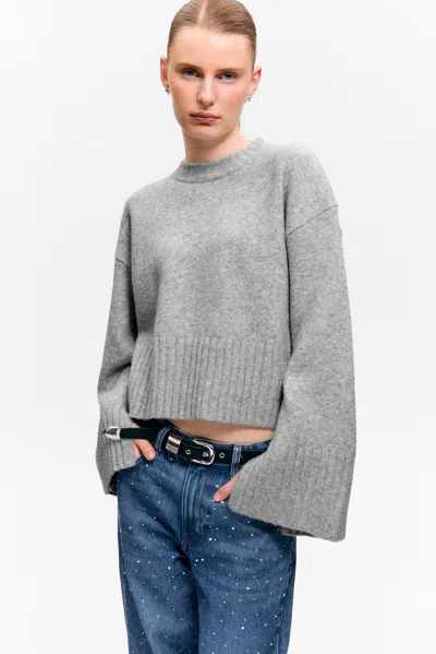Monki Knitted Oversized Sweater In Gray