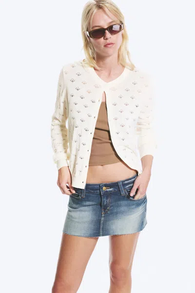 Monki Knitted Pointelle Cardigan In White