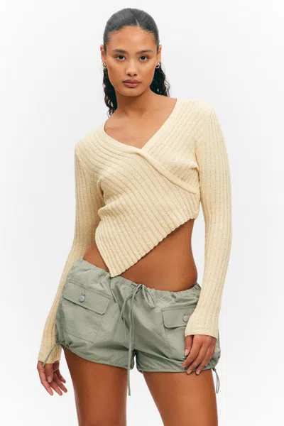Monki Knitted Wrap-shaped Asymmetric V-neck Jumper