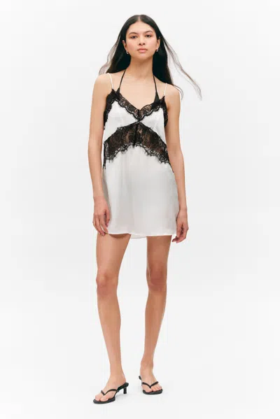 Monki Lace-trim A-line Mini Slip Dress