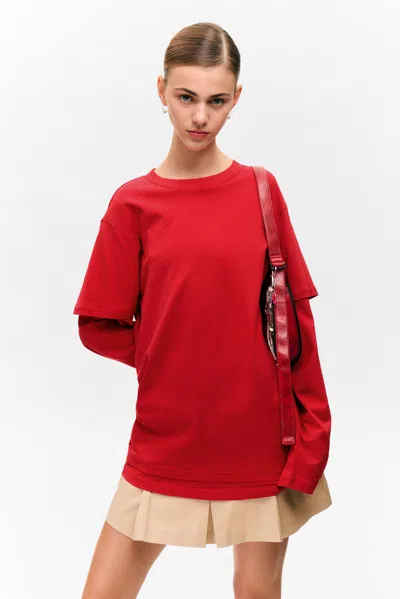 Monki Layered Long-sleeved Cotton T-shirt