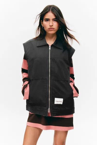 Monki Lightly Padded Canvas Zip Vest