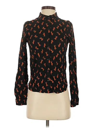 Pre-owned Monki Long Sleeve Blouse In Black