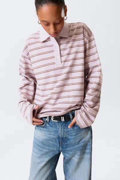 Monki Long-sleeved Cotton Polo Top