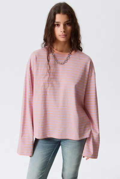 Monki Long-sleeved Cotton T-shirt In Pink