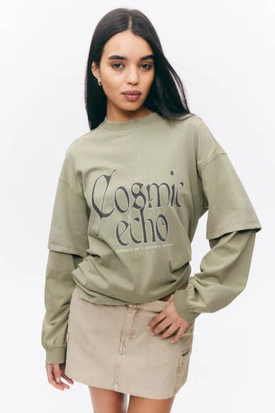 Monki Long-sleeved Double-layered Oversized T-shirt