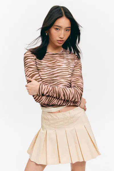 Monki Long-sleeved Printed Mesh Top