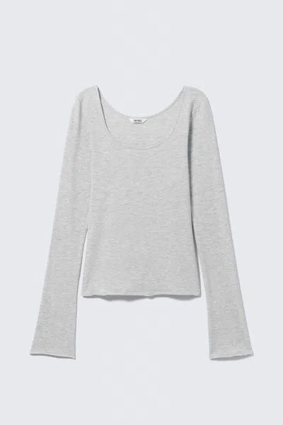 Monki Long-sleeved Slim Fit Scoop Neck Top In Animal Print