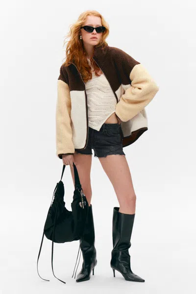 Monki Loose Fleece Zip Jacket