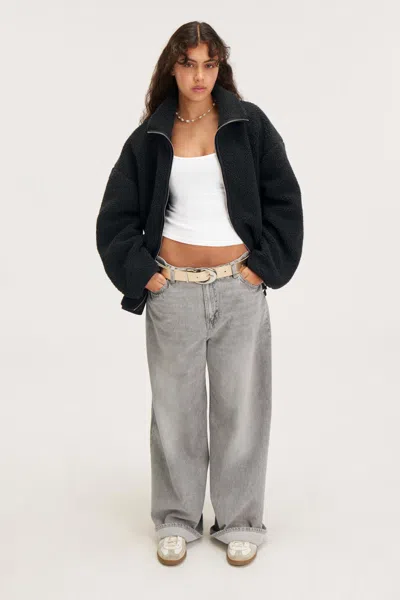 Monki Loose Fleece Zip Jacket