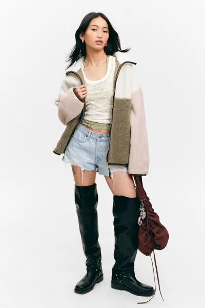 Monki Loose Fleece Zip Jacket